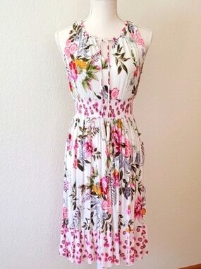 BILA Women's Pink Mixed Media Sleeveless Midi Dress Boho Beachy
Size S